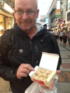 Rob with prawn dumplings